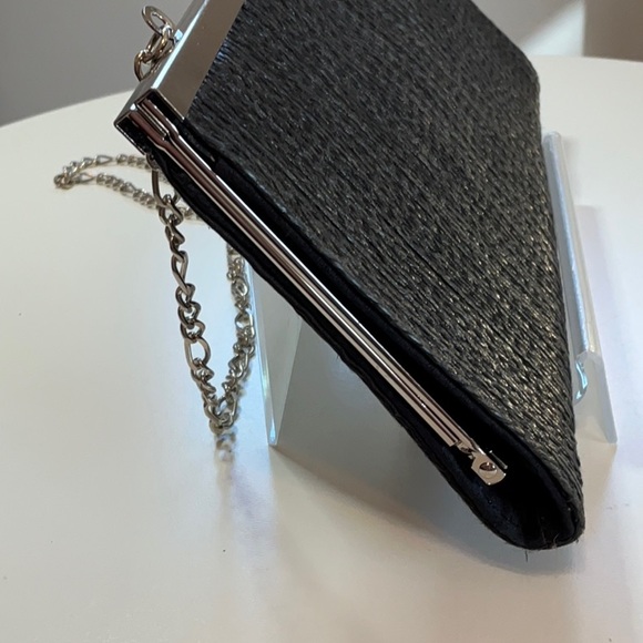 WHBM Floral Ribbon & Bead Embellished Black Clutch Shoulder Bag NWOT - Picture 9 of 13